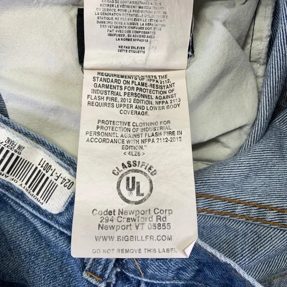 Big Bill FR Indura Jeans Mens 34x31 Blue Denim Workwear Flame Resistant HRC 2 - Picture 10 of 16